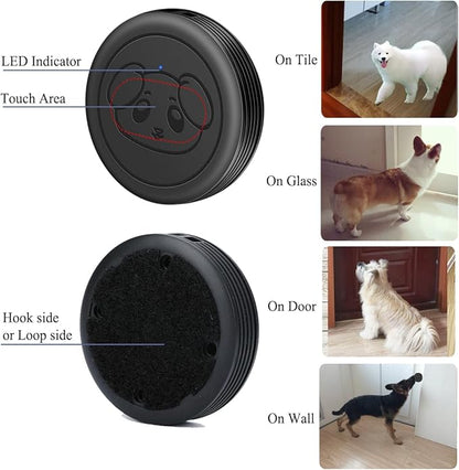 EverNary Dog Door Bell Wireless Doggie Doorbells for Potty Training with Waterproof Touch Button Dog Bells Included 2 Receivers and 4 Transmitters, Black