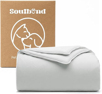 Soulbond Cooling Blanket for Extra Large Dogs - Q-MAX>0.45, Washable Cool Pet Cats Throw Blanket for Hot Weather, Self-Cooling Soft Dog Mat for Bed Crates Couch Sofa Cars(50"x60", Light Grey)
