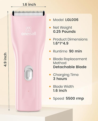 oneisall Pet Clipper for Cat Matted Hair, Pet Shaver for Cats Quiet Pet Hair Clippers Cordless Cat Clippers for Matted Hair Cat Clippers for Long Hair（Pink）