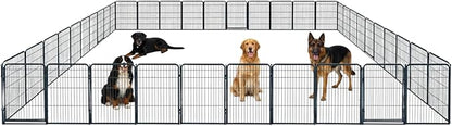 Outdoor Dog Playpen - 40 inch, 40 Panels for Medium and Large Size Dogs - Heavy Duty Metal Pet Fence with Black Anti-Rust Coating - Portable Exercise Play Pen for RV, Camping, and Yard