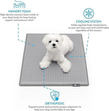 Paw Inspired Cooling Orthopedic Crate Pad for Dogs and Cats, Washable Memory Foam Dog Cooling Mat (29x18 Inch Small Size for 30 Inch Kennel, Gray)