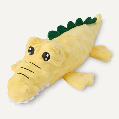 Amazon Basics Dog Squeak Plush Toys, Monkey and Alligator, Interactive, Soft Fabric, Built-in Squeaker, Ideal for Puppies, Small and Medium Dogs, 2-Pack