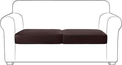 Yates Home PU Leather Couch Sofa Cushion Slipcover Water-Proof Elastic Chair RV Seat Covers Loveseat Sofa Furniture Protector Slip Cover for Settee Seater Replacement Living Room（2 Pieces, Chocolate）