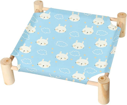 Patas Lague Cat and Dog Hammock Bed for Small Dogs, Brethable Wooden Cat Pet Rabbit Elevated Cooling Outdoor Bed Cots Furniture for All Seasons Rabbits