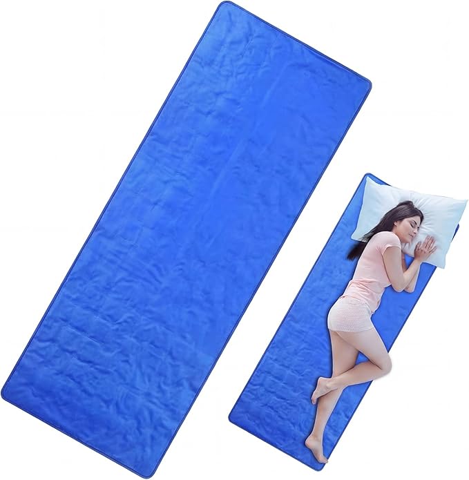 Drydiet Cooling Pad Mat for Sleep Cooling Mattress Pad Gel for Bed, Relieve Pain, Summer Hot Flashes, Adult, Pets, No Water or Electricity Required(Plain,Blue,60 x 20 Inch)