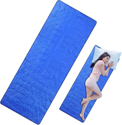 Drydiet Cooling Pad Mat for Sleep Cooling Mattress Pad Gel for Bed, Relieve Pain, Summer Hot Flashes, Adult, Pets, No Water or Electricity Required(Plain,Blue,60 x 20 Inch)