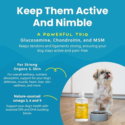 Paramount Pet Health Liquid Multivitamin for Dogs with Probiotics, 8 in 1 Vitamins for Immune Support, Energy & Digestion, High Absorption Liquid Dog Supplement, Made in USA, 32 oz