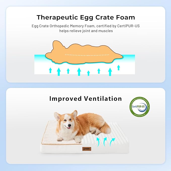 ZOMISIA Orthopedic Dog Crate Bed for Large Sized Dog - Waterproof Puppy Bed for 36 Inch Kennel with Removable Washable Corduroy Cover, Support with Egg Crate Foam Filling, Grey