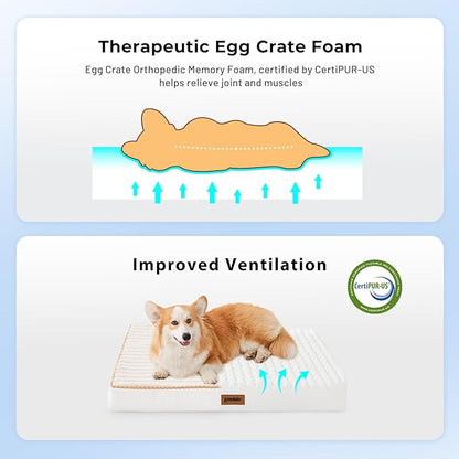 ZOMISIA Orthopedic Dog Crate Bed for Large Sized Dog - Waterproof Puppy Bed for 36 Inch Kennel with Removable Washable Corduroy Cover, Support with Egg Crate Foam Filling, Grey