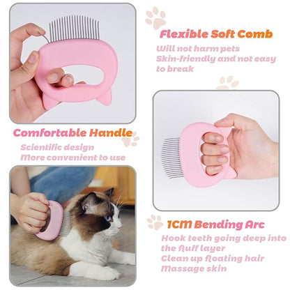 Cat Comb Pet Cat Short & Long Hair Removal Massaging Shell Comb Soft Deshedding Brush Grooming and Shedding Matted Fur Remover Massage Dematting Tool for Dog Puppy Rabbit Bunny (3 PCS)