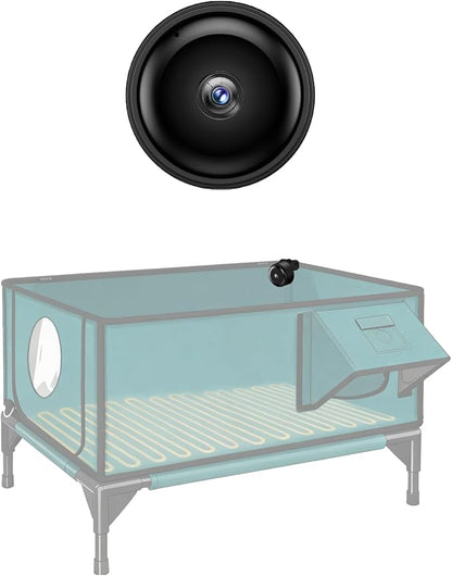 Mini WiFi Camera for Heated Cat House, 1080P HD, Night Vision, Motion Detection, 130°Ultra-Wide Angle, Local & Cloud Storage(SD Card Not Included), Remote Monitoring Anytime(Plug-in Use Only)