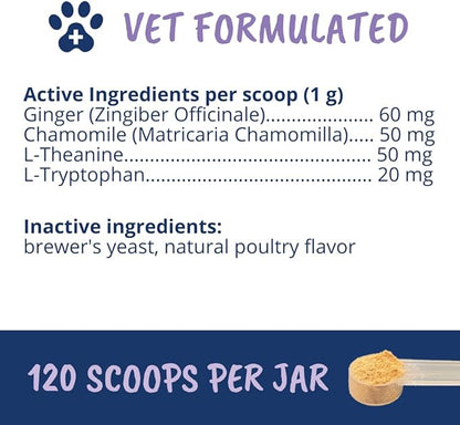 Under The Weather Calming Powder for Dogs | Vet Formulated All-Natural Calming Supplement for Dogs | Help Reduce Stress & Anxiety for Dogs | 120 Servings