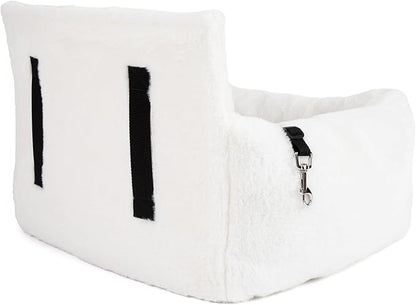 NANDOG Medium Cloud Car Seat in Pearl White - Ultra Plush Fabric Secure & Modern Design - Perfect for Small/Medium Dogs & Cats