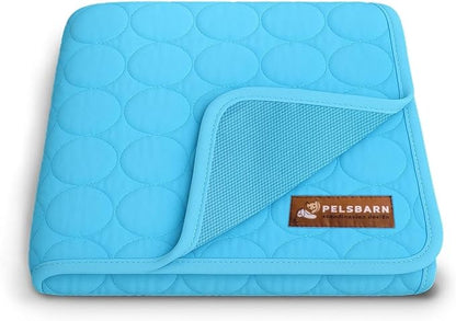 Pelsbarn Dog Cooling Mat- Ice Silk Summer Comfort, Self Cooling, Non-Slip Dog Pad, Durable & Washable, Mat for Extra Large Dogs 33"" x 45"", Support Shelter Dogs with Every Purchase (Blue)