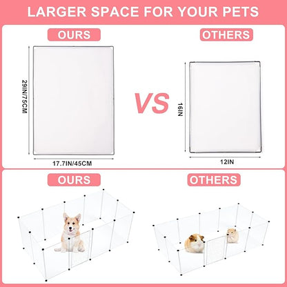 BRIAN & DANY Dog Playpen Portable for Small Animals, Dog Play Pen Indoor, Transparent Pet Playpen for Puppies, Cats, 70.8" L x 35.4" W x 29.5" H