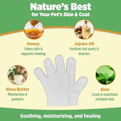 36pc. Premium Pet Glove Cleaning Wipes for Dogs & Cats | Textured, Deodorizing & Hypoallergenic Gloves with Aloe Vera & Shea Butter – Gentle, Skin-Safe Wipes for Fur, Face & Body, Odor Control