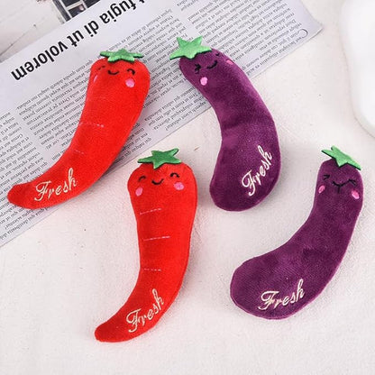 Red Cat Catnip Toys Cat Mint Toys Dog Kitten Chew Toy Funny Indoor Farm Theme Vegetable Shaped Cute Teeth Bite Toys Pet Supplies(Chili)，Toys，Catnip Toys