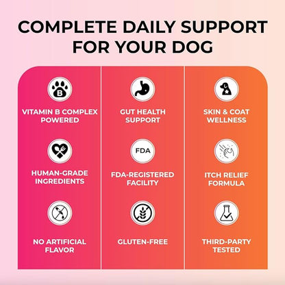 Caspi 10-in-1 Dog Multivitamin with Probiotics – Joint Health, Itching & Skin Relief, Omega-3 Salmon Oil, Glucosamine, Vitamins & Minerals – Daily Chew Supplement for Dogs – 160 Soft Chews