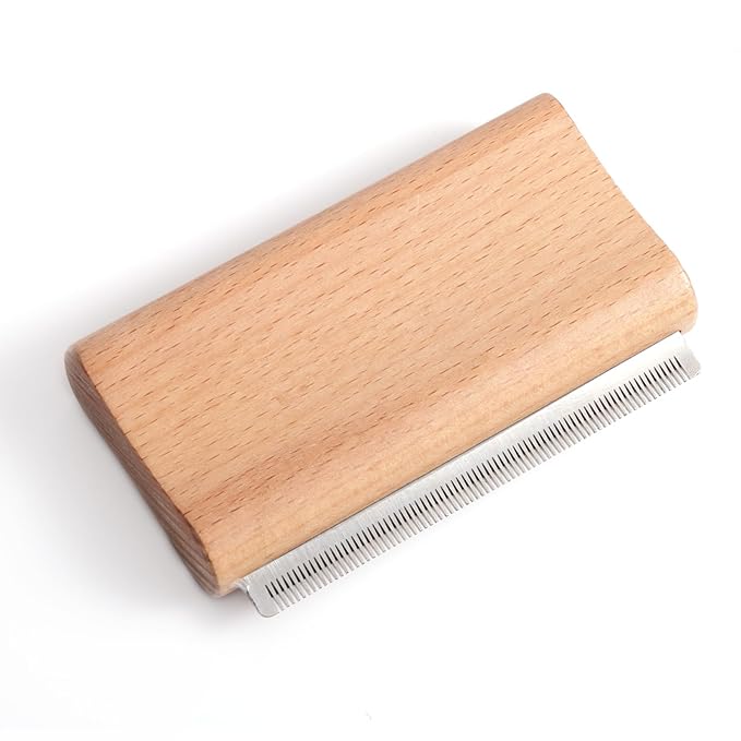 Wooden Pet Deshedding Brush, 4.3in/11cm Ergonomic Grooming Tool Gentle Haired Remover Comb for Shedding Short & Long Hair Grooming Supplies for Dog Cats Horses