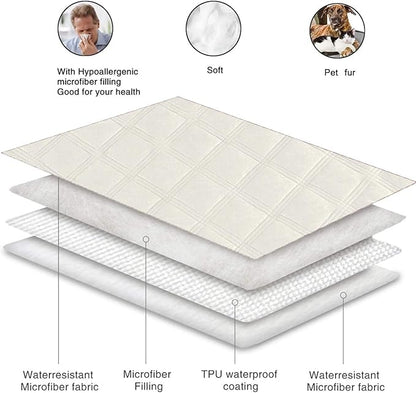 fuguitex Waterproof Dog Blanket Reversible for Small Dogs Resistant Leakproof Washable Couch Cushion Bed Protector Cover for Indoor Furniture Pet Friendly（52"*82",Baby Pink+Cream