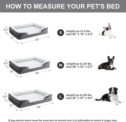 LEXTRO Orthopedic Dog Bed for Medium Dogs, Egg Crate Foam Bed for Medium Dogs, Equipped with Removable Waterproof Pillow Cover and Anti-Slip Bottom, Pet Bed