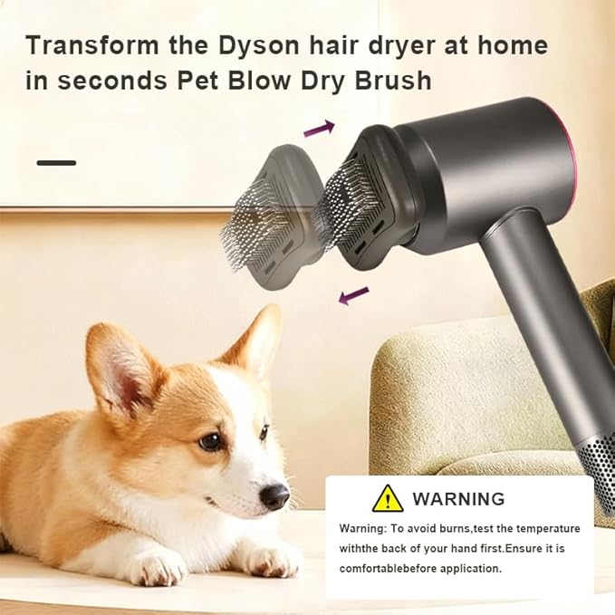 Pet hair blowing comb-Skin Friendly Grooming Tool for Dogs, Cats, and Puppies, Deshedding and Hair Removal for Long and Short Haired Pets (dark gray)