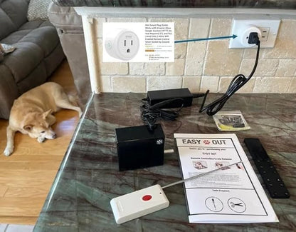 Easy Out Automated Pet Crate Opener for Single or Double Latch Crates, Activated by Remote Control or Wi-Fi Smart Plug, Model EODP2