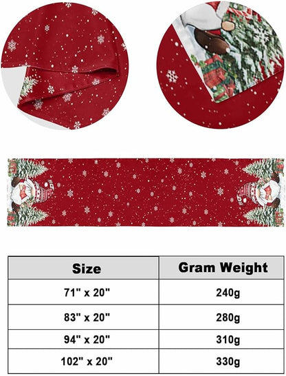 Christmas Gnomes Red Bed Runner for Twin Size Bed, Xmas Decorative Bed Scarf Throws for Foot of Bed, Rustic Tree Snowflake Luxury Bedding Protector Slipcover Bed Runners for Hotel/Home, 71 x 20 Inch