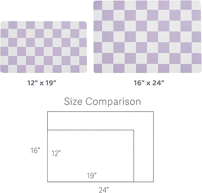 Ralxion Checkered Dog Feeding Mat, Absorbent Mats for Dog Food and Water Bowl, Dispenser, Aesthetic Purple Checkerboard Pet Placemat for Dogs, Cats, Puppy Accessories (Purple, 16 x 24)