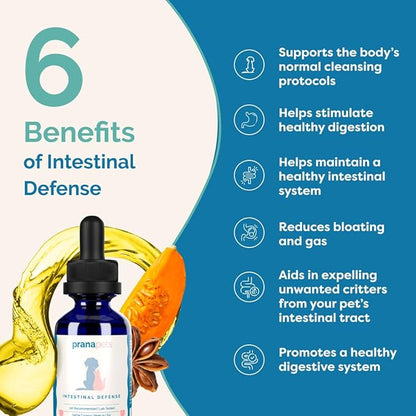 PranaPets Intestinal Defense Supplement for Dogs & Cats | Naturally Helps Digestive Issues in Pets | Herbal Formula | 2-Pack