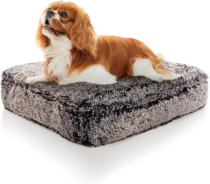 Bessie and Barnie Frosted Willow Extra Plush Shag Faux Fur Luxury Sicilian Rectangle Pet/Dog Bed (Multiple Sizes)