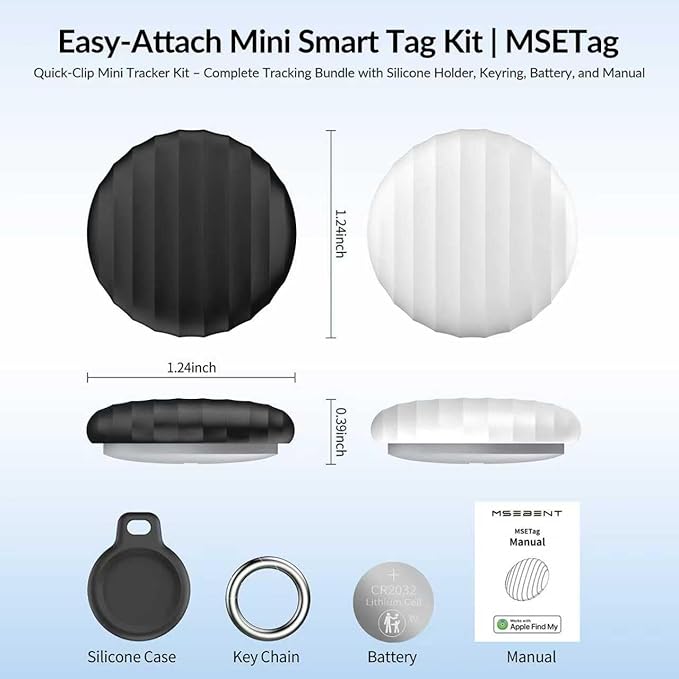 Tracker Tag - 2 Pack [Apple MFi Certified] Bluetooth Trackers Works with Apple Find My (iOS Only) - IP67 Waterproof Item Finders | Track Keys, Wallet, Luggage, Backpack