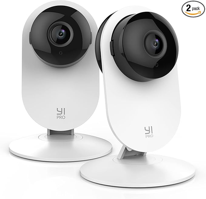 YI Pro 2K Home Security Camera, 2.4Ghz Wired Indoor Camera with Person, Vehicle, Animal Smart Detection, Phone App, Compatible with Alexa and Google Assistant 2Packs