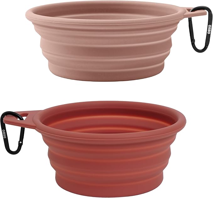 OHMO Collapsible Dog Bowl(2 Pack, 12oz/400ml) Premium Silicone Pet Water Bowls for Cats & Dogs, Portable Dog Travel Bowls Foldable for Outdoor Camping Hiking