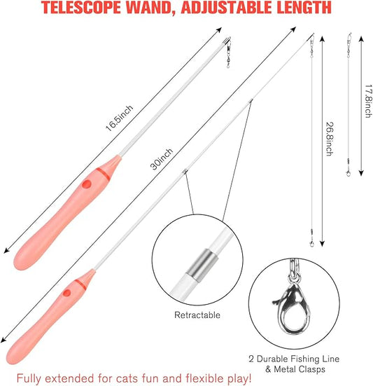 BEBOBLY 3-in-1 Retractable Cat Wand Toy for Indoor Cats