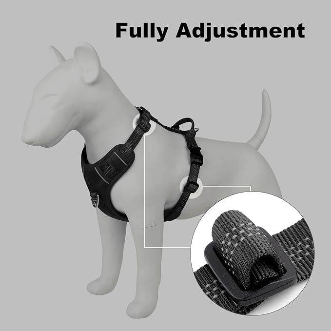 Plutus Pet No Pull Dog Harness, Reflective Adjustable Dog Vest Harness with Handle, Escape Proof, Soft Padded for Small Medium Large Dogs (Black, M)
