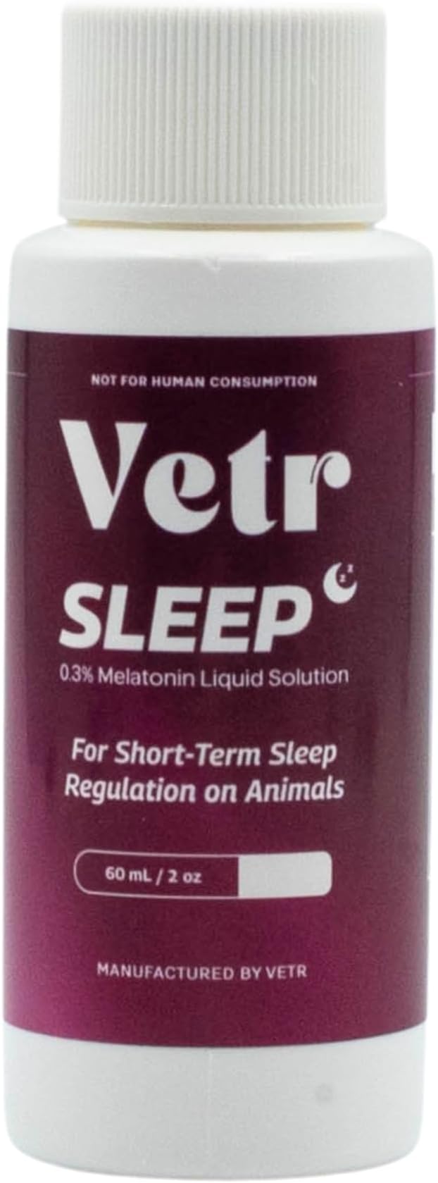 Vetr Sleep Melatonin for Dogs & Cats - Roasted Chicken Flavor - Liquid Calming Drops, Dog Sleep Aid, Anxiety Relief Supplement (60mL)