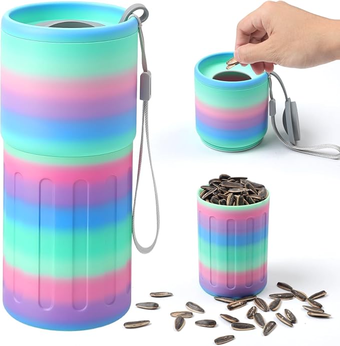 Portable Sunflower Seed Cup with Shell Storage, 3D Printed Pistachios Nut Snack Bowl Containers for Outdoor/in Car/Travel/Sports Games, Seed Lovers Gift - Colored