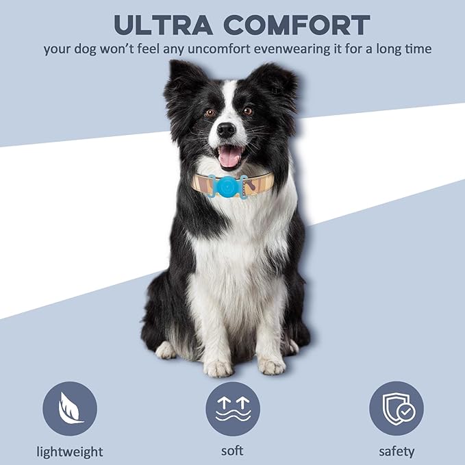 GPS Tracker for Dogs, Mini GPS Pet Tracker with Silicone Cover, IPX8 Waterproof GPS Tracker for Kids,No Monthly Fee,Work with Apple Find My(iOS Only),Dog Tracker Finder Tracker Pets-YGBlue-4