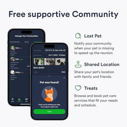 Set of 2 Pet GPS Tracker – Smallest Waterproof Pet Tracking Device with App, Real-Time Location, Smart Alerts & Geo-Fence, Long-Life Battery, Collar-Compatible – iOS & Android (Subscription Required)