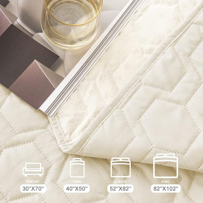 Tcksstex Waterproof and Anti-Slip Dog Bed Cover and Pet Blanket Sofa Pet Bed Mat ，car Incontinence Mattress Protectors Furniture Couch Cover for Most Cats Dogs, Pets（68x82- Ivory）