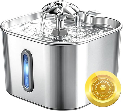 Wonder Creature Cat Water Fountain Stainless Steel, 74oz/2.2L Automatic Quiet Cat Drinking Fountain, Indoor Water Dispenser for Cats, Kittens, Small Dogs and Pets, Circulating Pet Water Fountain