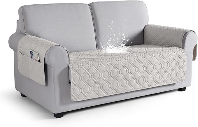 VANSOFY Couch Cover, Waterproof Sofa Covers Washable Slipcover Furniture Protector Couch Seat Covers Non-Slip Couch Cover for Dogs, Pets(Loveseat Plus, Off White)