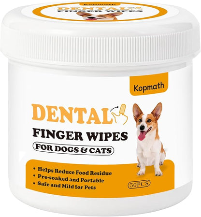 Finger Brushes for Dental Care of Pets, Teeth Cleaning Finger Wipes, Dog Dental Wipes, Reduce Plaque & Tartar, Freshen Breath, Safe & Natural Pet Dental Wipes for Dogs Teeth