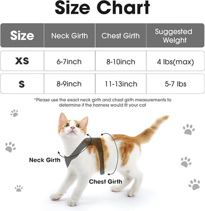 Cat Harness and Leash Set for Walking Escape Proof, Soft Adjustable Kitten Harness Breathable Mesh with Reflective Strips Harness for Kitty Puppy Bunny (Black, Small)