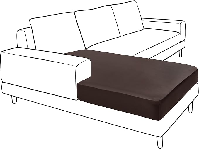 Yates Home Couch Covers for Sectional Sofa L Shape PU Leather Cushion Slipcover Water-Proof Elastic Chaise Seat Cover Protector Slip Cover for Settee Seater Replacement in Living Room（XXL, Chocolate