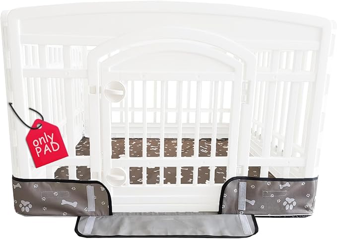 Dog Playpen Bottom Pad Fits for 35 Inch 4 Panels Exercise Pet Playpen, Dog Crate Pad Puppy Playpen Pad Leakproof Non-Slip(Playpen Not Included) Gray