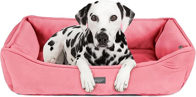 NANDOG Reversible Dog Bed from The Signature Collection– Luxury Cloud-Soft Pet Bed for Medium to Large Dogs & Cats, Premium Pet Gear, Reversible Design, Plush Comfort, Modern Style - Pink