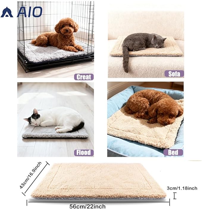 AIO Self-Warming Cat Bed Pad Advanced Extra Warm Thermal Pet Pad for Indoor Outdoor Pets with Removable Cover Outdoor Pet Houses Washable Non Electric Self Heating Cat Bed 16.96 * 22.05in