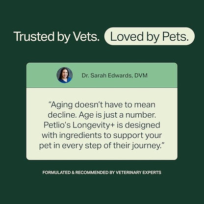 Longevity+ Dog Health Supplement - Dog Vitamins and Supplements for Joint, Muscle, Immune, and Cognitive Health - Vet-Formulated and Made in the USA - for Large Dogs 60 lbs or Greater - 30 Day Supply